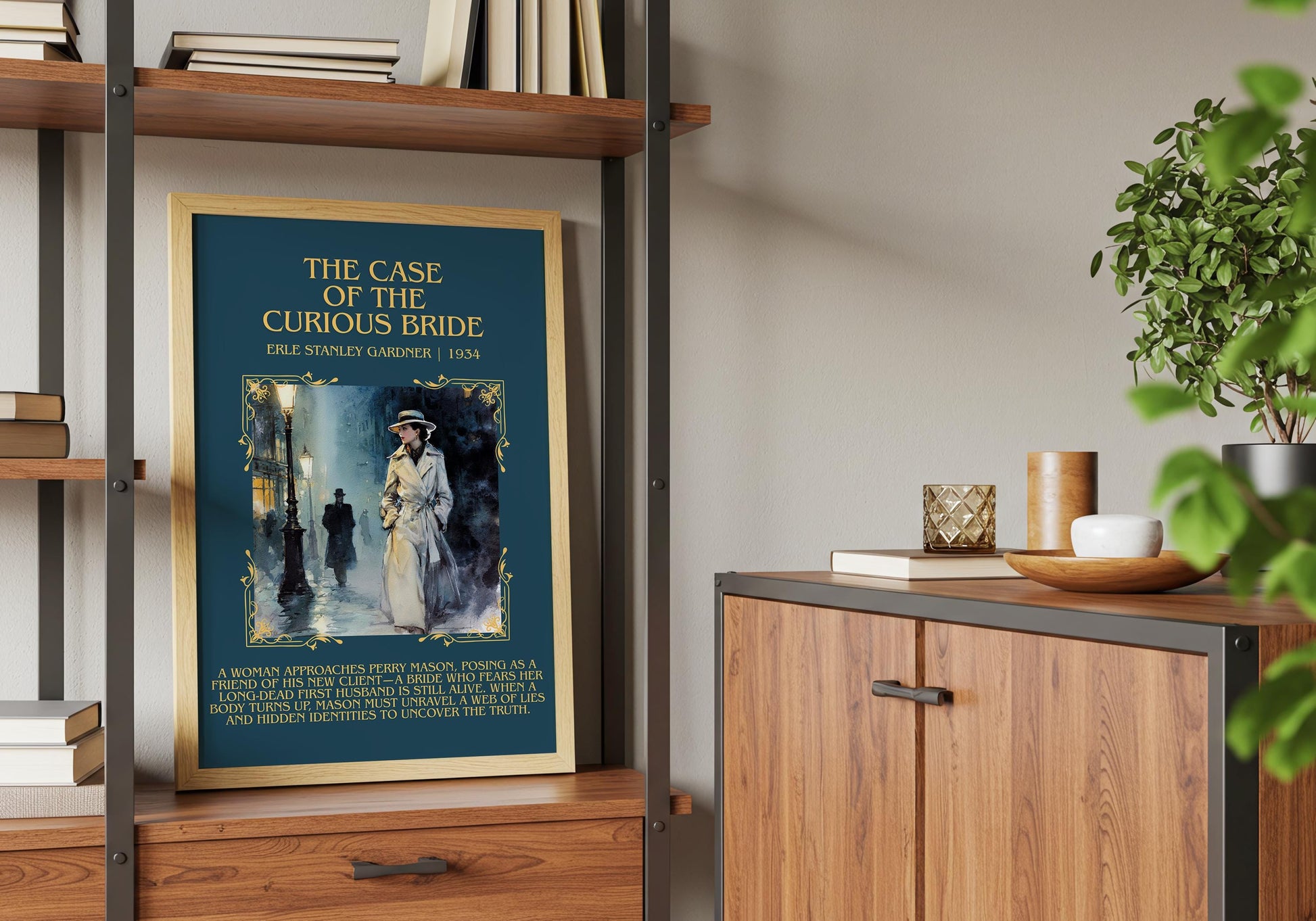 The Case Of The Curious Bride by Erle Stanley Gardner Descriptive Poster Print.Free Delivery Wall Art Author&Blurb Book Artwork Novel