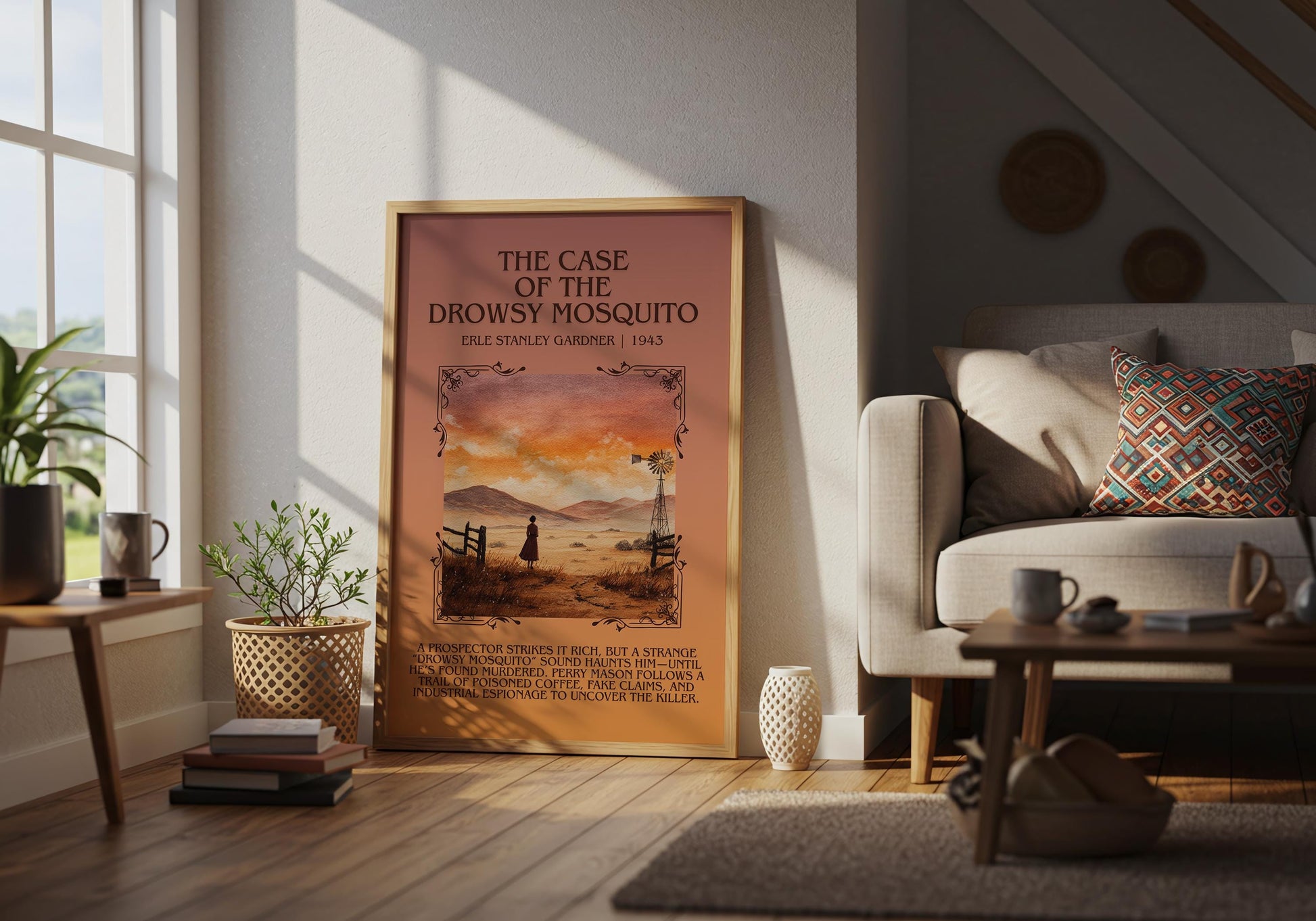 The Case Of The Drowsy Mosquito by Erle Stanley Gardner Descriptive Poster Print.Free Delivery Wall Art Author&Blurb Book Artwork Novel