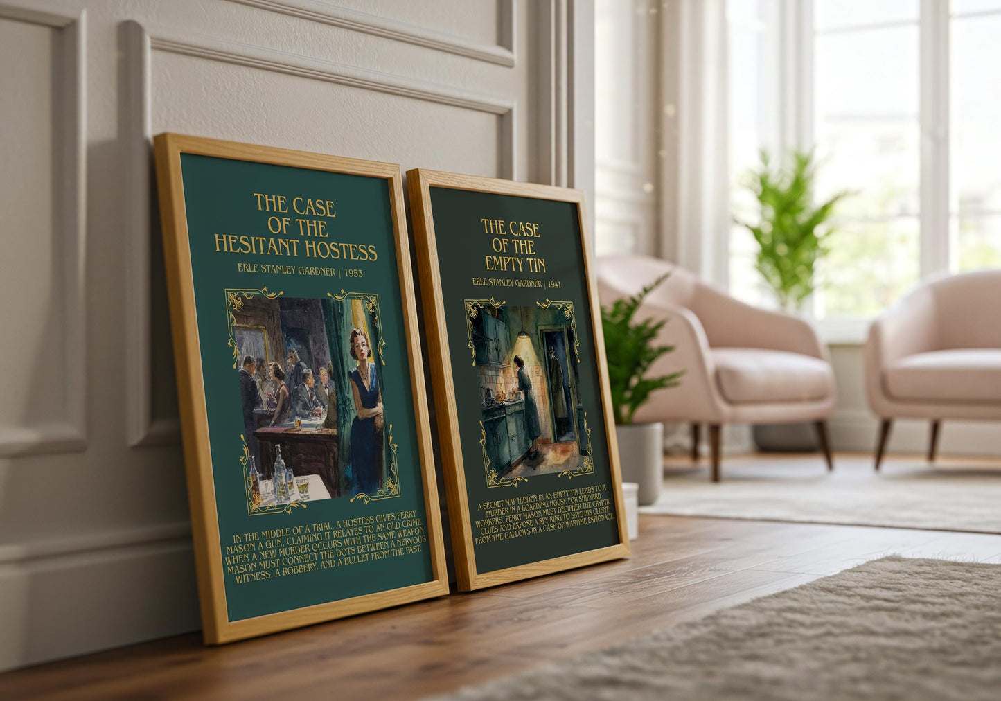 The Case Of The Empty Tin by Erle Stanley Gardner Descriptive Poster Print.Free Delivery Wall Art Author&Blurb Book Artwork Novel