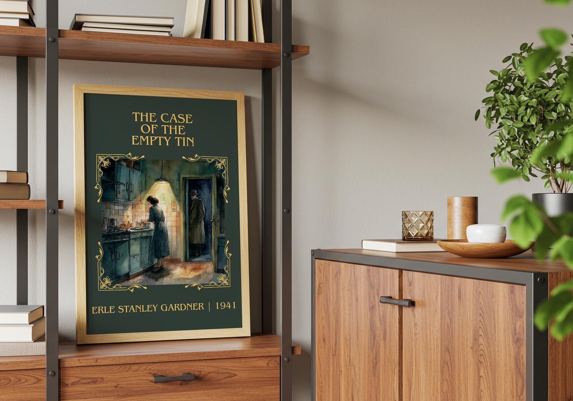 The Case Of The Empty Tin by Erle Stanley Gardner Descriptive Poster Print.Free Delivery Wall Art Author&Blurb Book Artwork Novel