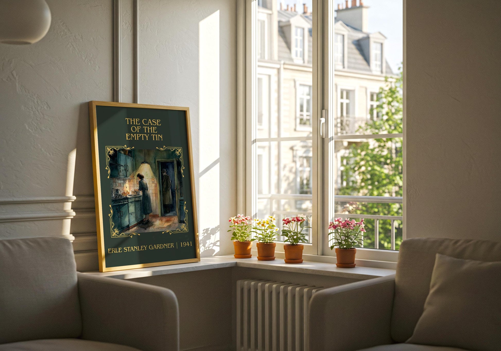 The Case Of The Empty Tin by Erle Stanley Gardner Descriptive Poster Print.Free Delivery Wall Art Author&Blurb Book Artwork Novel