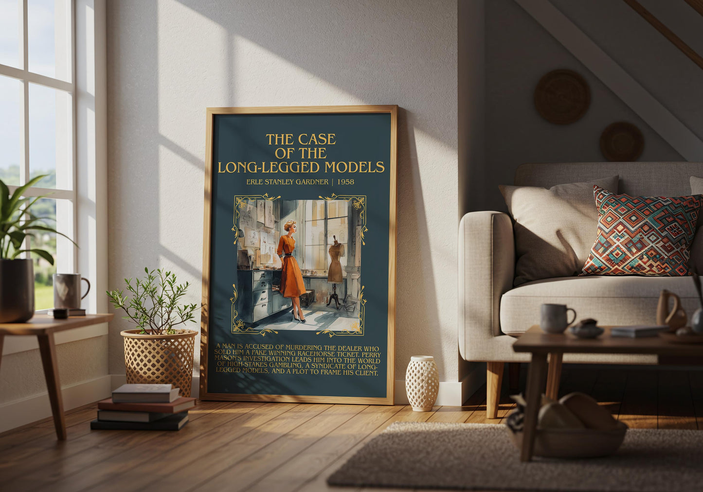 The Case Of The Long-legged Model by Erle Stanley Gardner Descriptive Poster Print.Free Delivery Wall Art Author&Blurb Book Artwork Novel