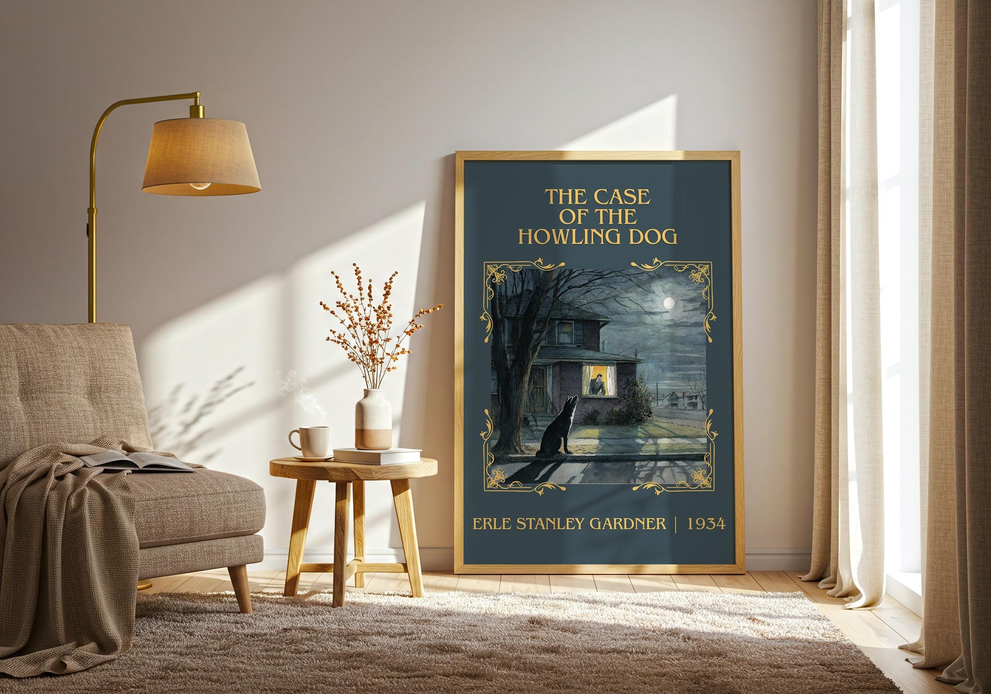 The Case Of The Howling Dog by Erle Stanley Gardner Descriptive Poster Print.Free Delivery Wall Art Author&Blurb Book Artwork Novel