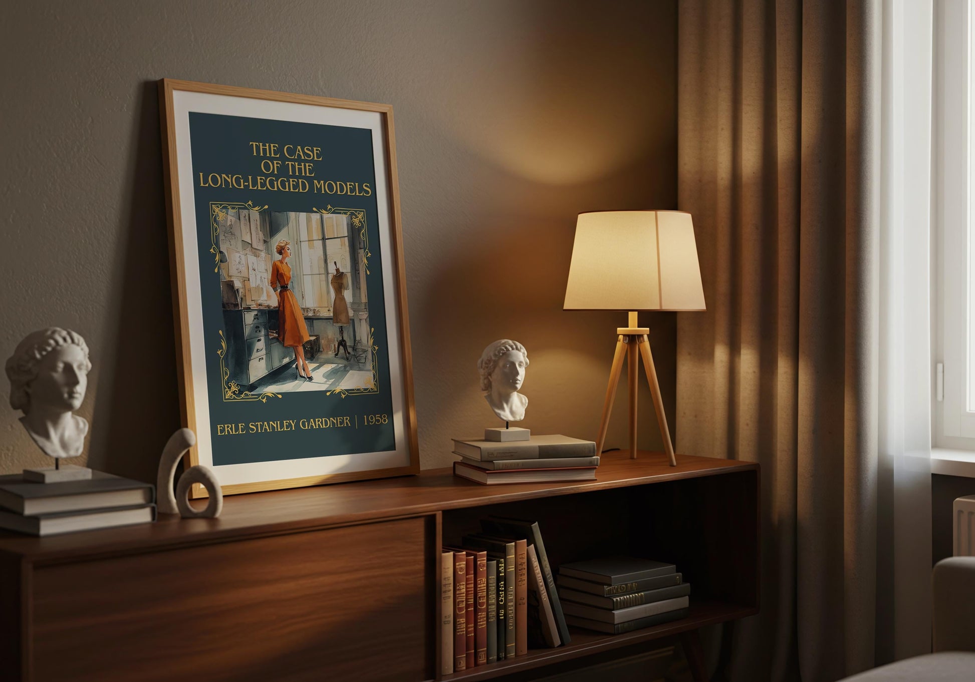 The Case Of The Long-legged Model by Erle Stanley Gardner Descriptive Poster Print.Free Delivery Wall Art Author&Blurb Book Artwork Novel