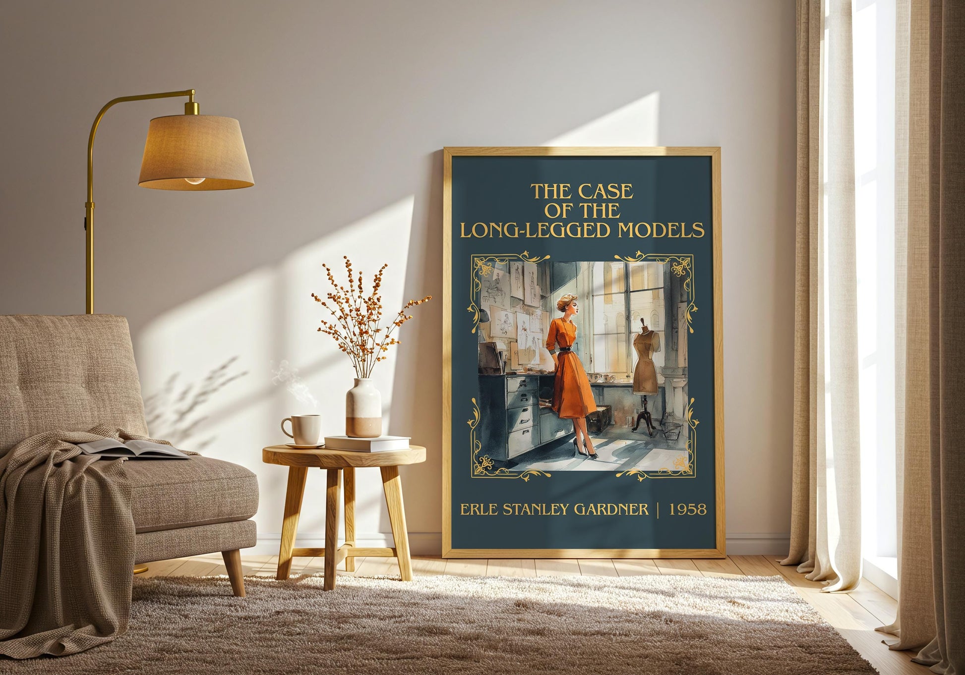 The Case Of The Long-legged Model by Erle Stanley Gardner Descriptive Poster Print.Free Delivery Wall Art Author&Blurb Book Artwork Novel