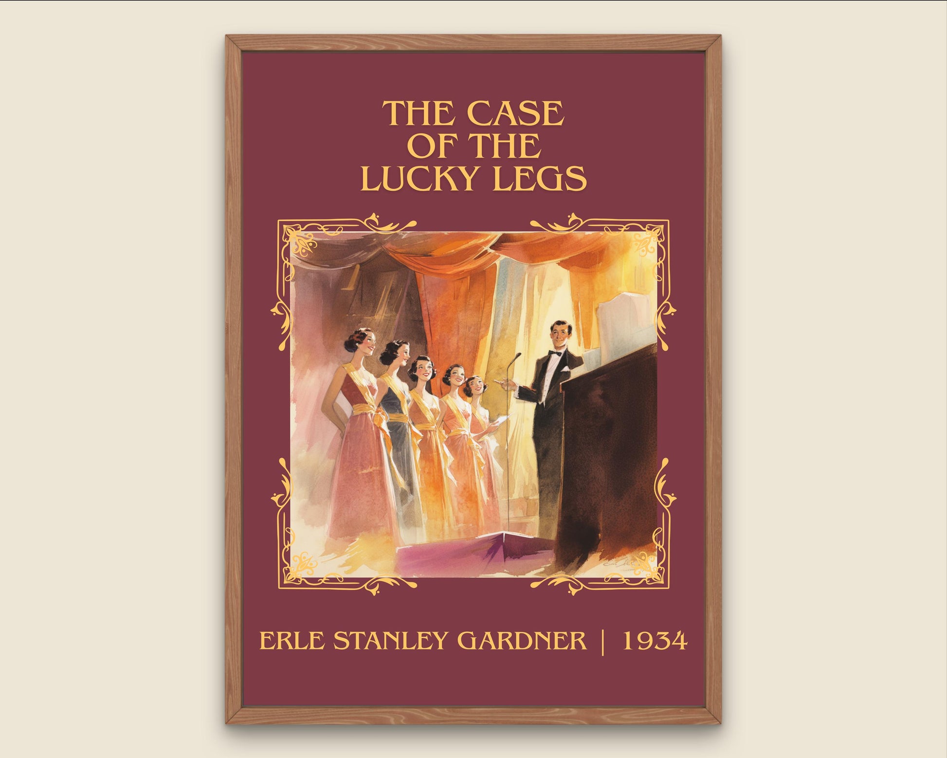 The Case Of The Lucky Legs by Erle Stanley Gardner Descriptive Poster Print.Free Delivery Wall Art Author&Blurb Book Artwork Novel