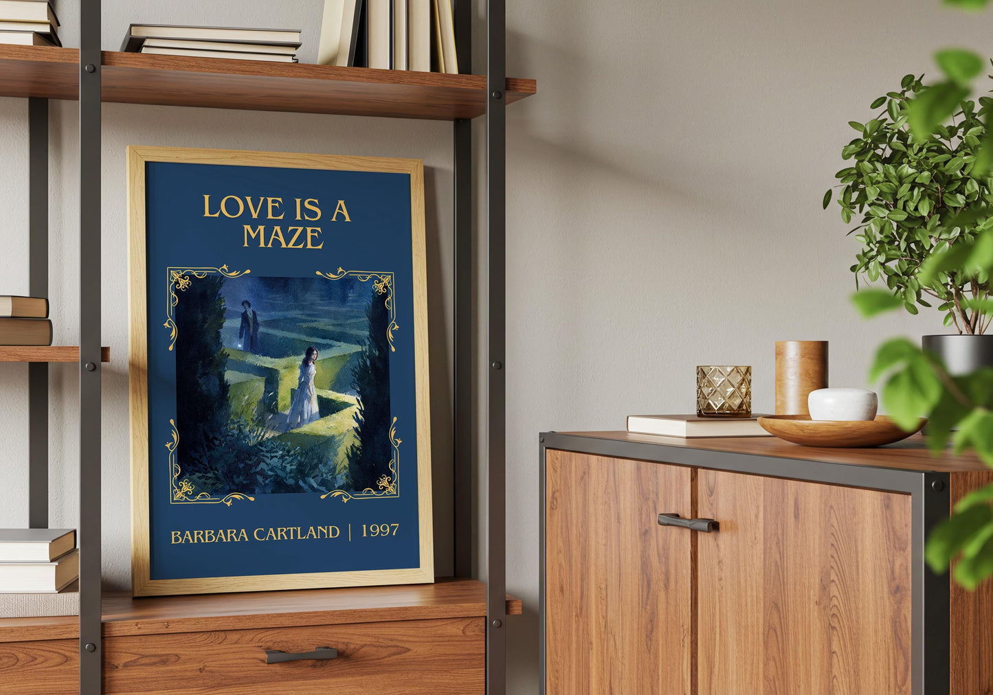 Love Is A Maze by Barbara Cartland Descriptive, High Quality Poster Print.Free Delivery Wall Art. Author&Blurb Book Nook Library Gift