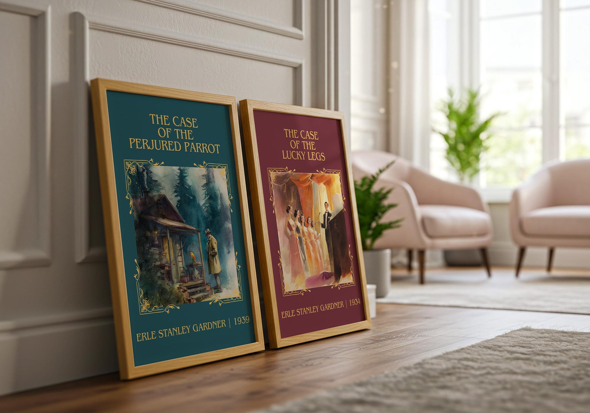 The Case Of The Perjured Parrot by Erle Stanley Gardner Descriptive Poster Print.Free Delivery Wall Art Author&Blurb Book Artwork Novel