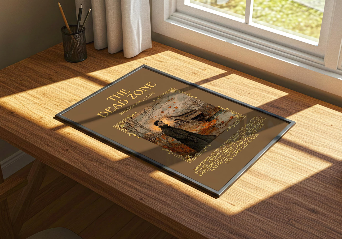 The Dead Zone by Stephen King Descriptive, High Quality Poster Print.Free Delivery Wall Art. Author&Blurb Book Nook Library Gift
