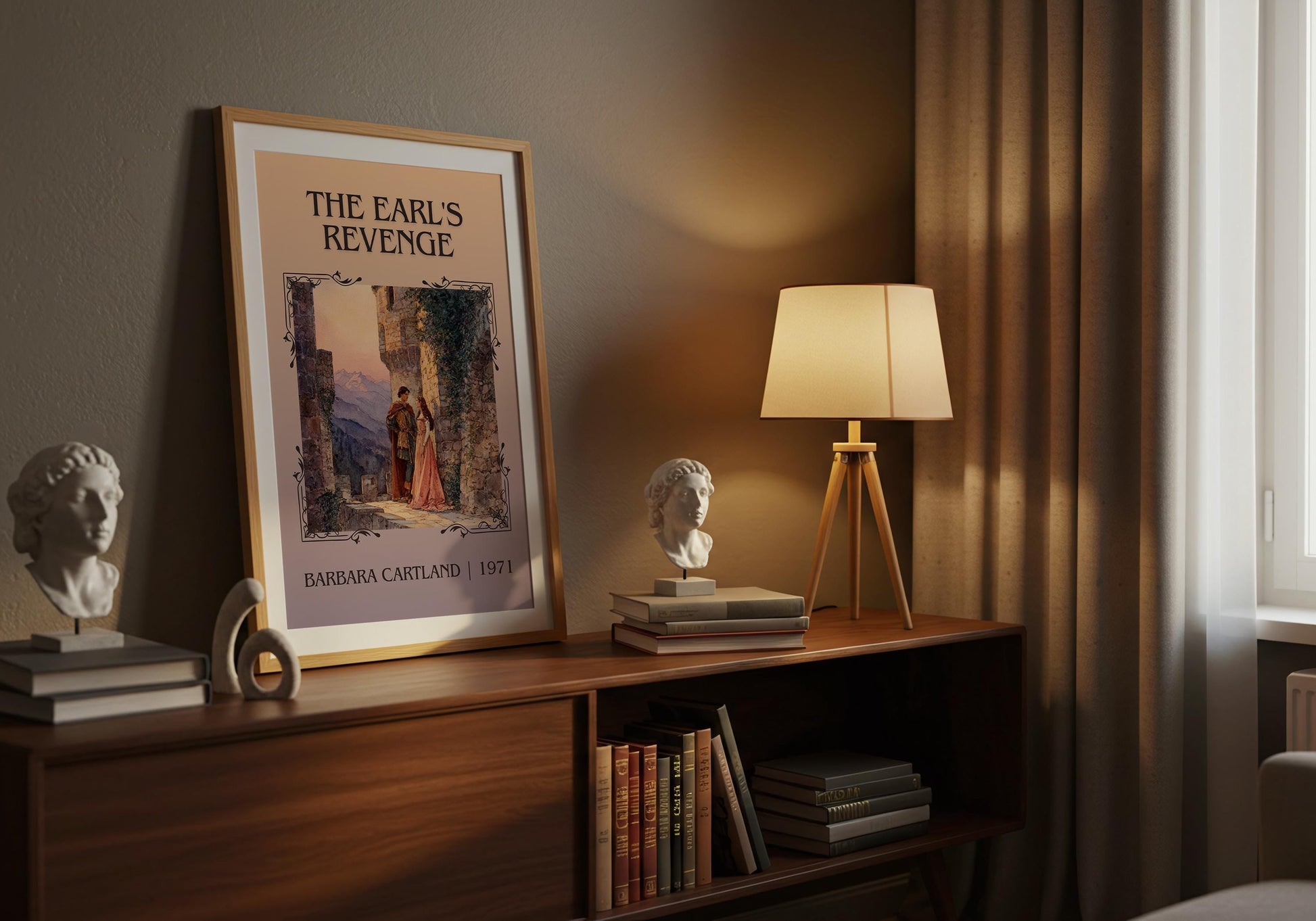 The Earl's Revenge by Barbara Cartland Descriptive, High Quality Poster Print.Free Delivery Wall Art. Author&Blurb Book Nook Library Gift
