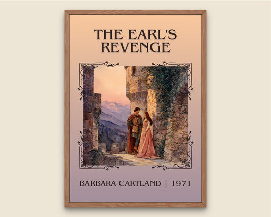 The Earl's Revenge by Barbara Cartland Descriptive, High Quality Poster Print.Free Delivery Wall Art. Author&Blurb Book Nook Library Gift