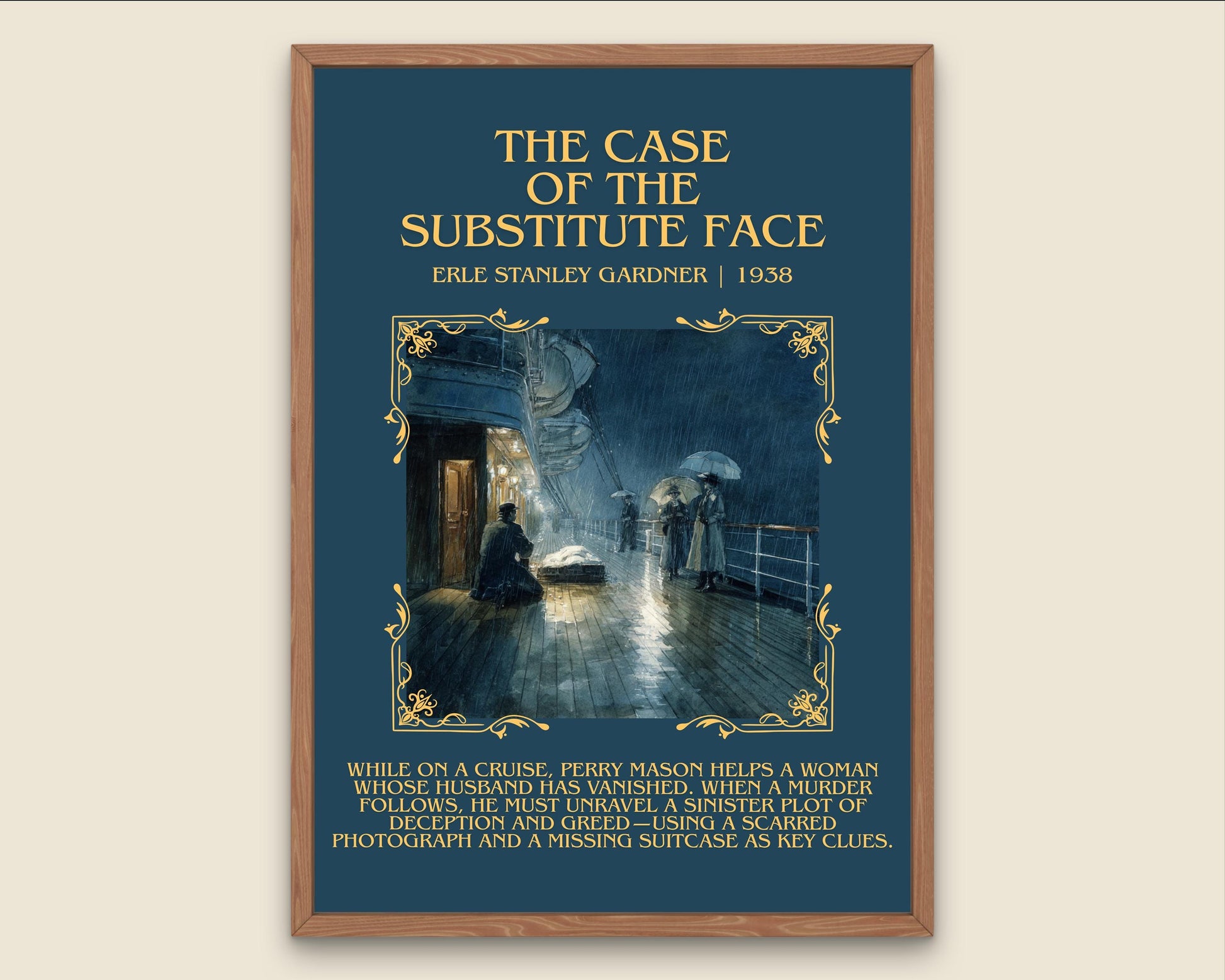 The Case Of The Substitute Face by Erle Stanley Gardner Descriptive Poster Print.Free Delivery Wall Art Author&Blurb Book Artwork Novel