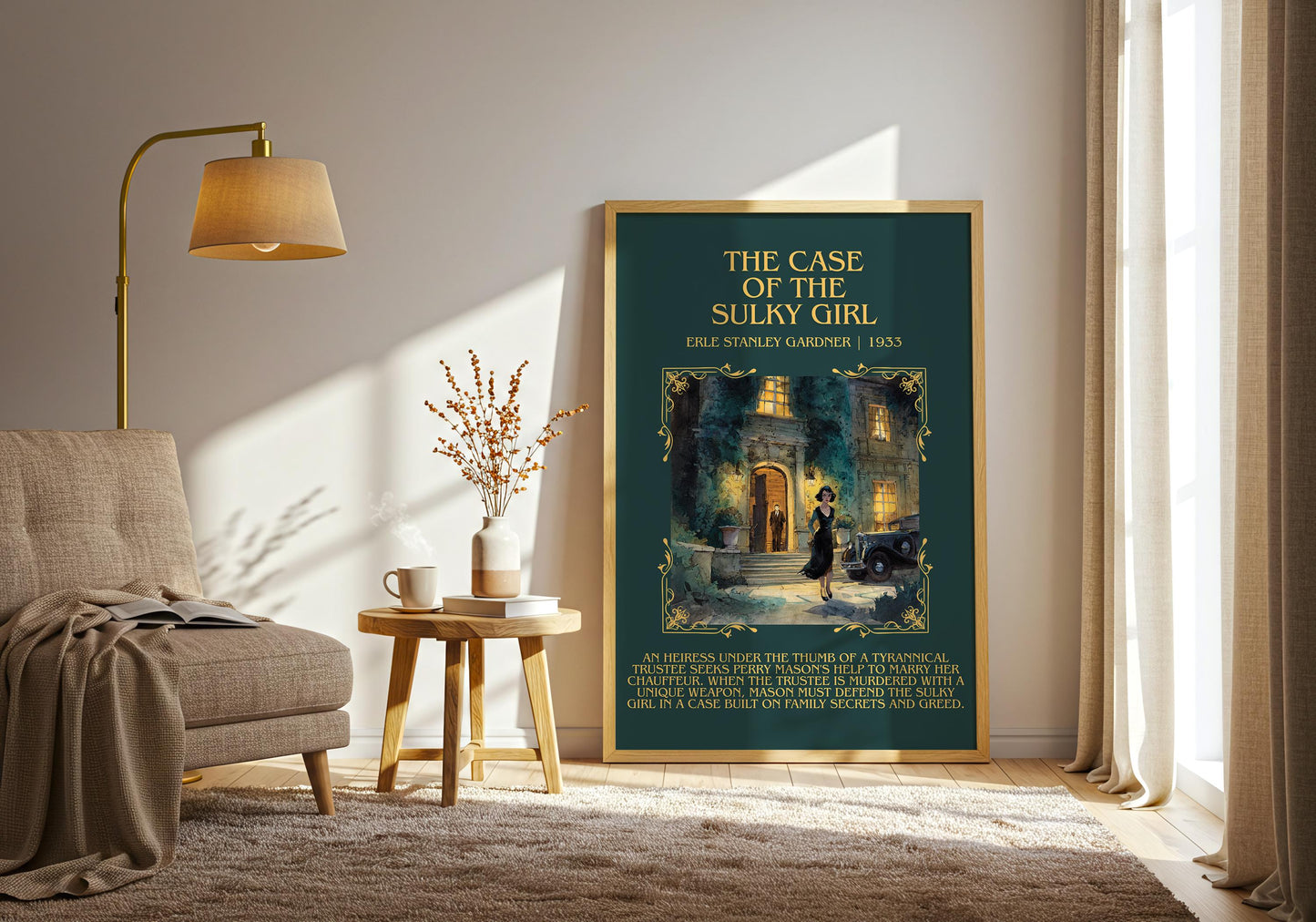 The Case Of The Sulky Girl by Erle Stanley Gardner Descriptive Poster Print.Free Delivery Wall Art Author&Blurb Book Artwork Novel