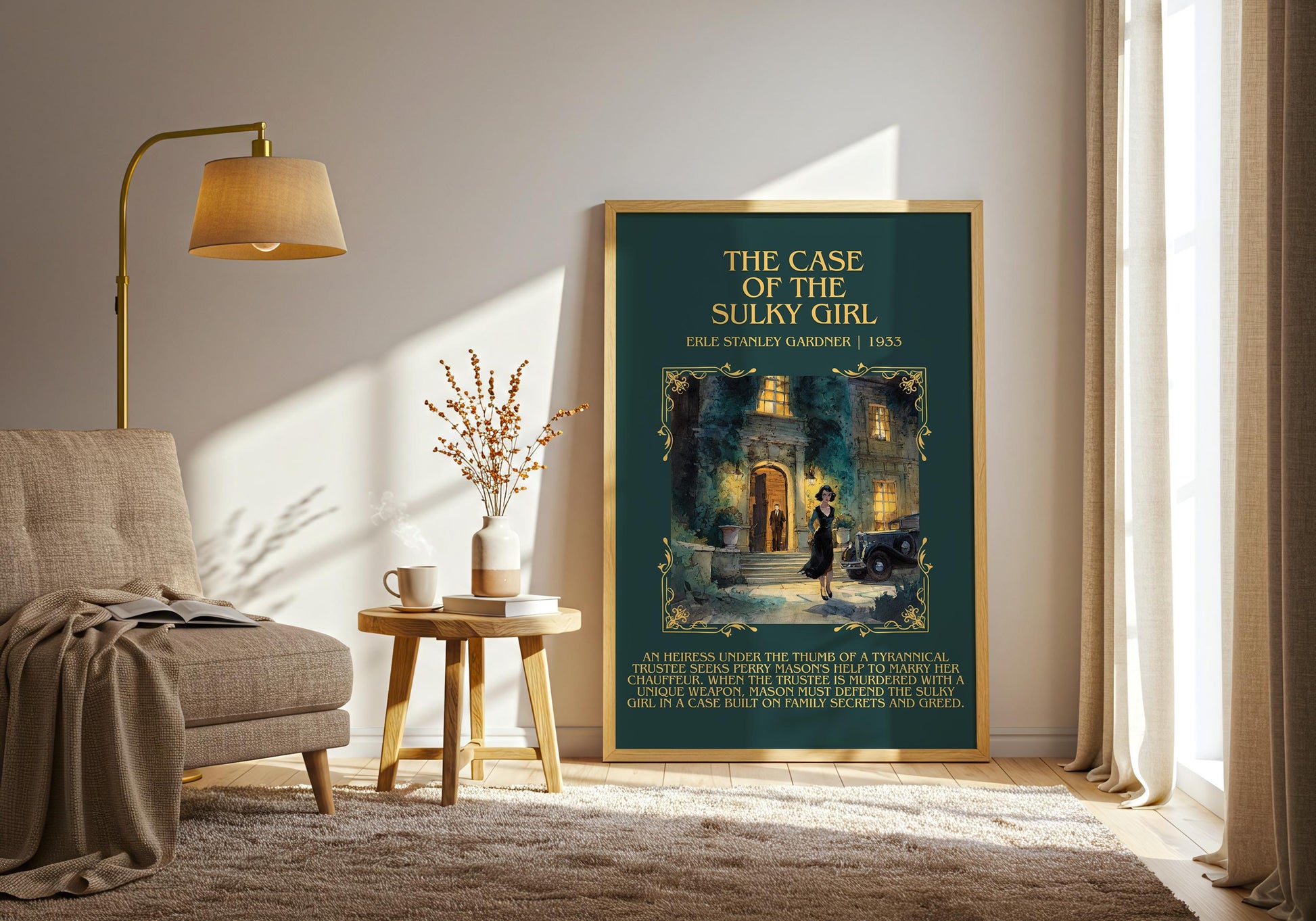 The Case Of The Sulky Girl by Erle Stanley Gardner Descriptive Poster Print.Free Delivery Wall Art Author&Blurb Book Artwork Novel