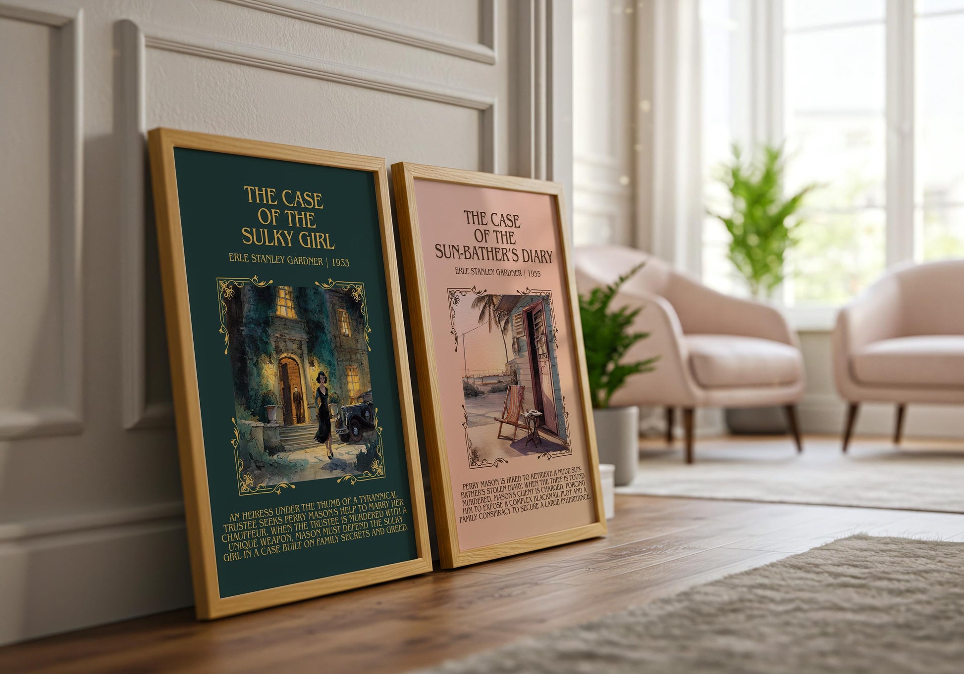 The Case Of The Sun-Bather's Diary by Erle Stanley Gardner Descriptive Poster Print.Free Delivery Wall Art Author&Blurb Book Artwork Novel
