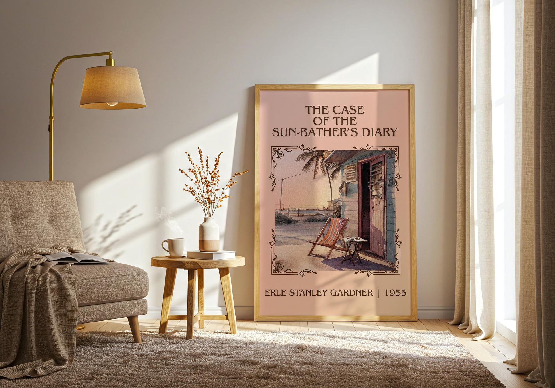 The Case Of The Sun-Bather's Diary by Erle Stanley Gardner Descriptive Poster Print.Free Delivery Wall Art Author&Blurb Book Artwork Novel