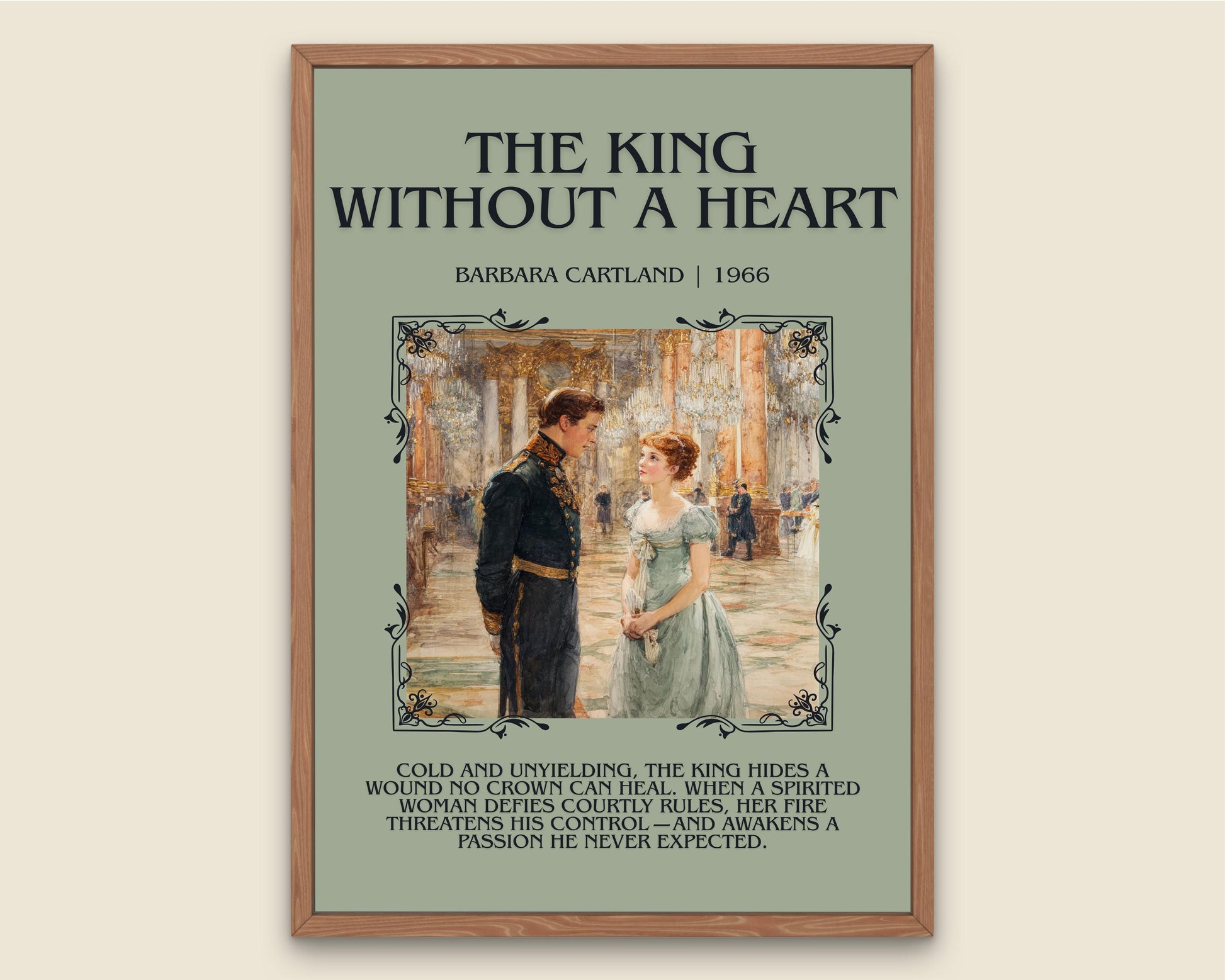The King Without A Heart by Barbara Cartland Descriptive, High Quality Poster Print.Free Delivery Wall Art. Author&Blurb Book Nook Library