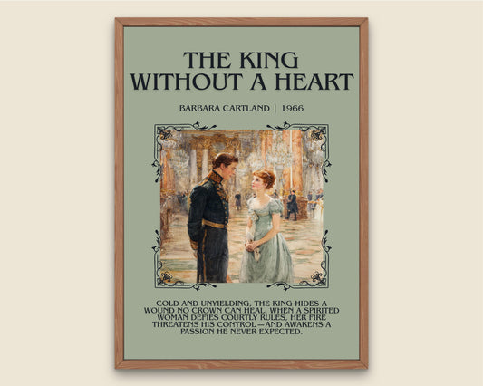 The King Without A Heart by Barbara Cartland Descriptive, High Quality Poster Print.Free Delivery Wall Art. Author&Blurb Book Nook Library
