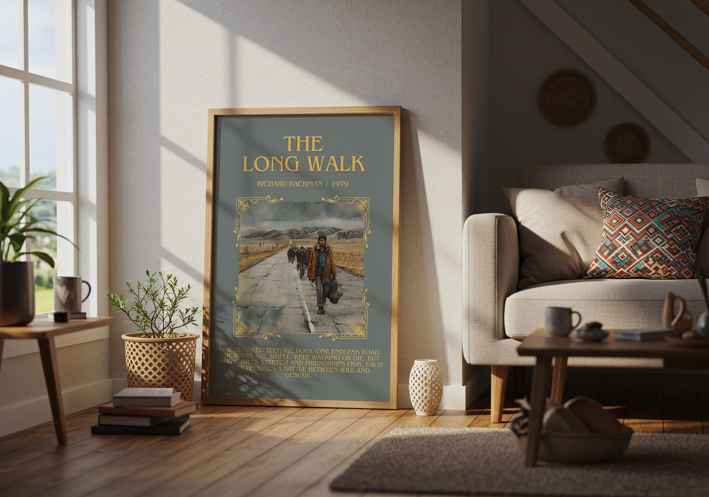 The Long Walk by Richard Bachman Descriptive, High Quality Poster Print.Free Delivery Wall Art. Author&Blurb Book Nook Library Gift