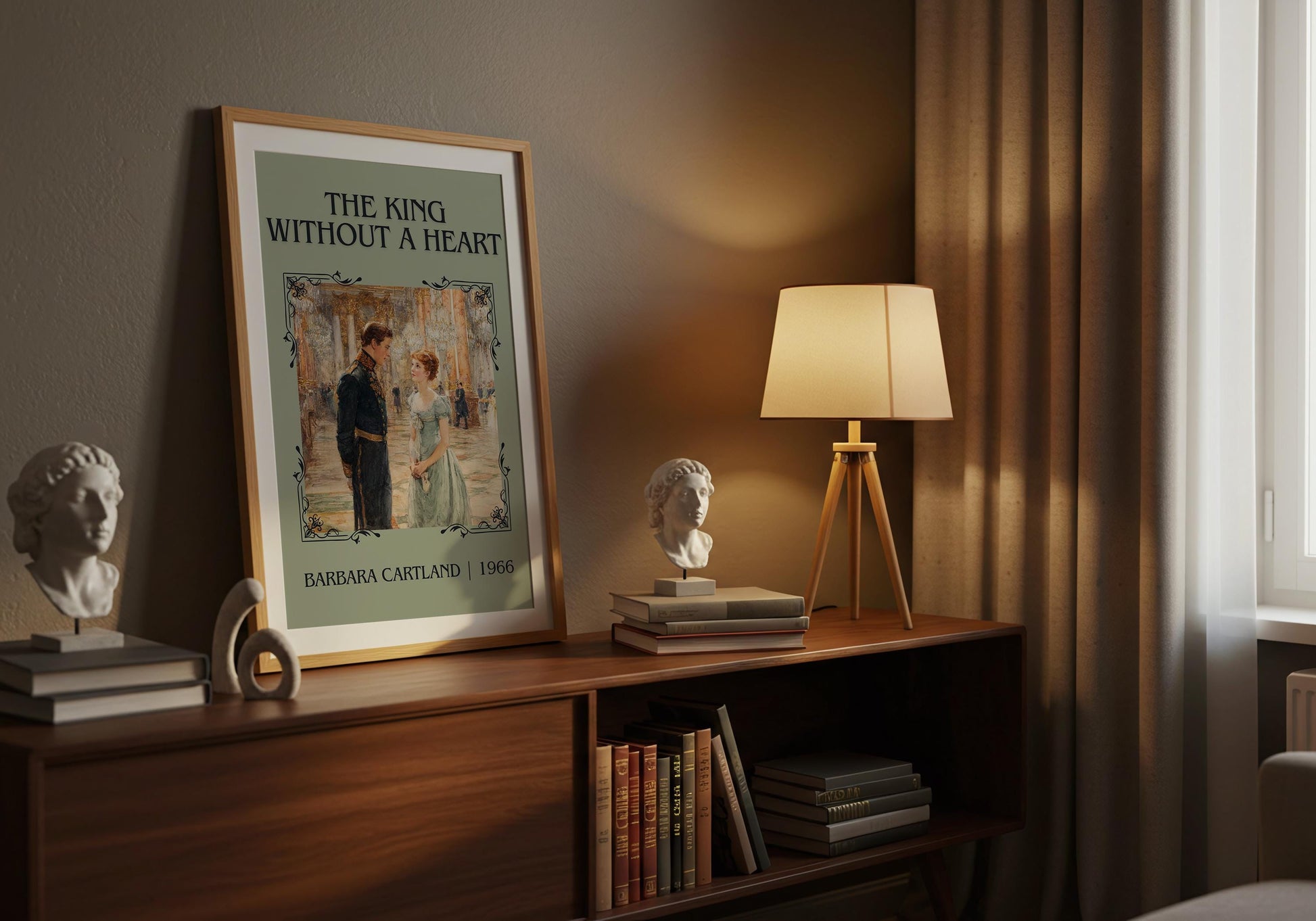 The King Without A Heart by Barbara Cartland Descriptive, High Quality Poster Print.Free Delivery Wall Art. Author&Blurb Book Nook Library