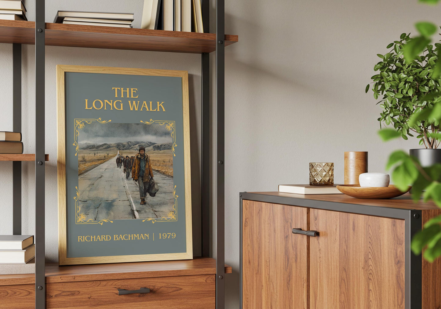 The Long Walk by Richard Bachman Descriptive, High Quality Poster Print.Free Delivery Wall Art. Author&Blurb Book Nook Library Gift