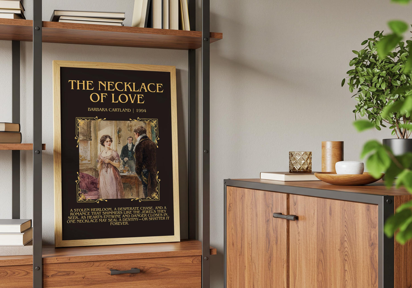 The Necklace Of Love by Barbara Cartland Descriptive, High Quality Poster Print.Free Delivery Wall Art. Author&Blurb Book Nook Library