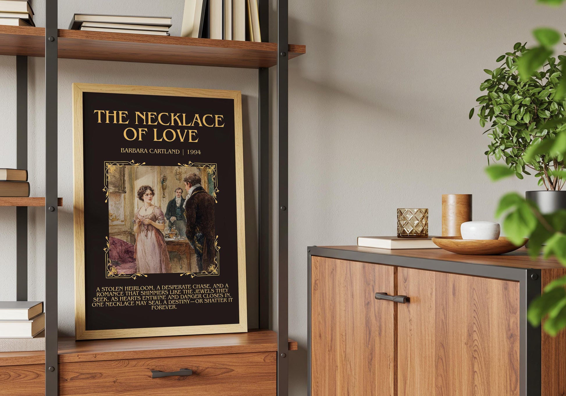 The Necklace Of Love by Barbara Cartland Descriptive, High Quality Poster Print.Free Delivery Wall Art. Author&Blurb Book Nook Library