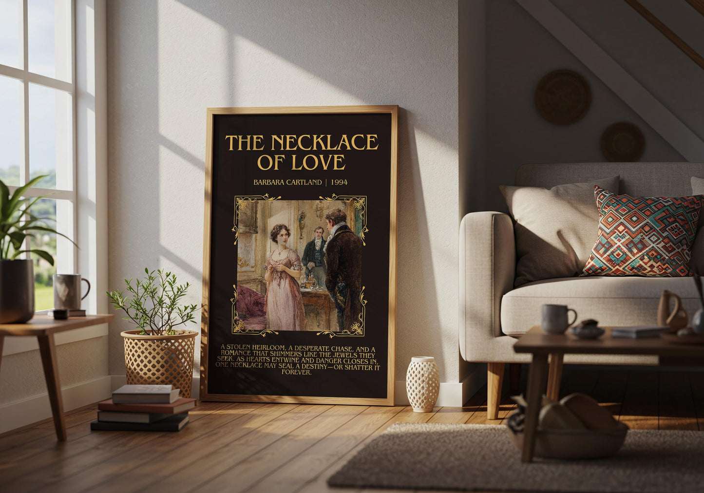 The Necklace Of Love by Barbara Cartland Descriptive, High Quality Poster Print.Free Delivery Wall Art. Author&Blurb Book Nook Library