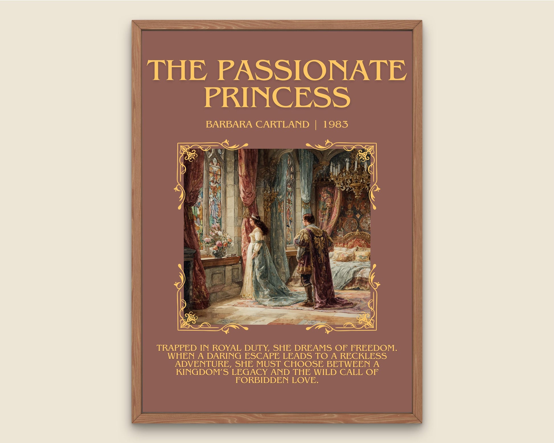 The Passionate Princess by Barbara Cartland Descriptive, High Quality Poster Print.Free Delivery Wall Art. Author&Blurb Book Nook Library