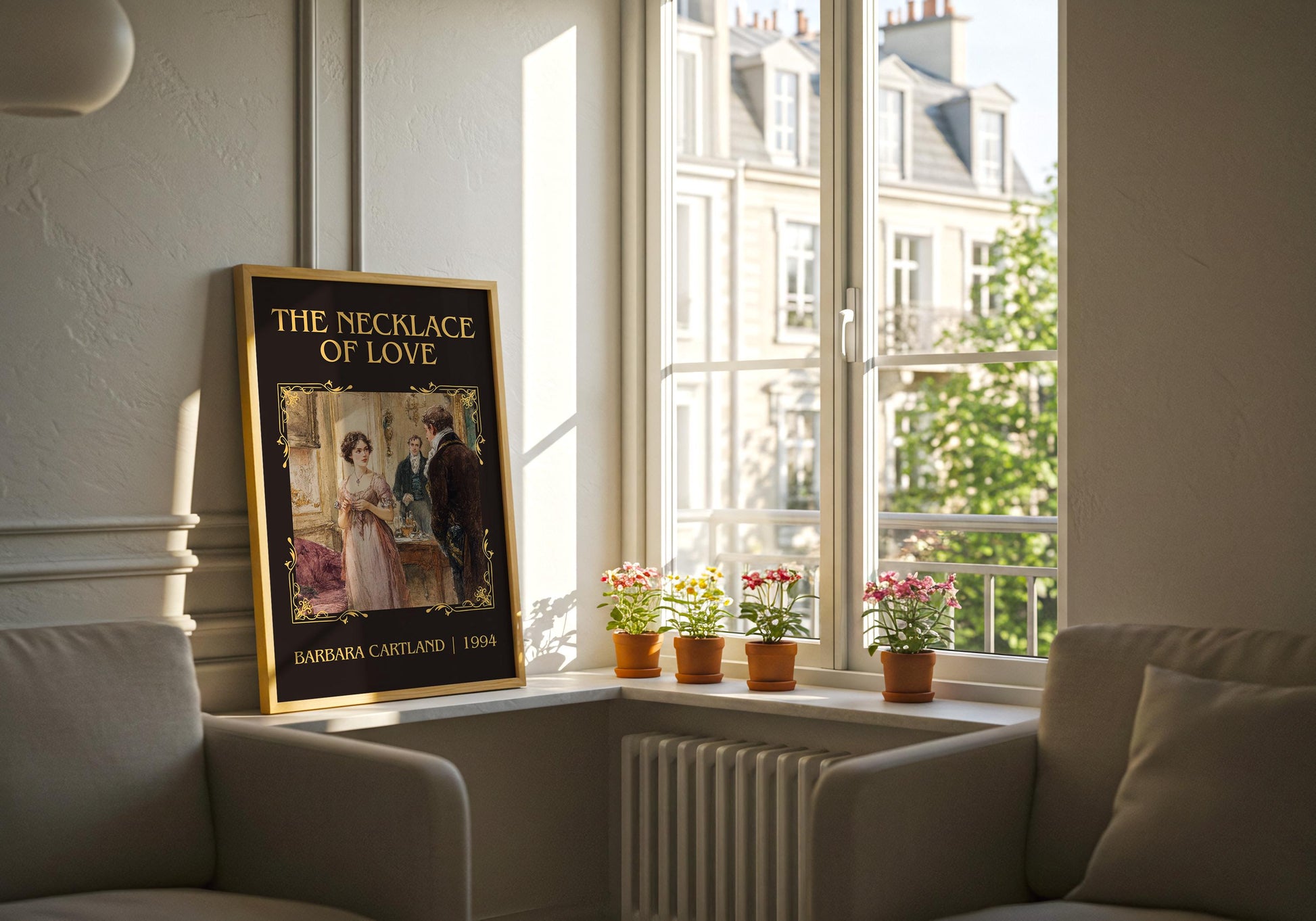 The Necklace Of Love by Barbara Cartland Descriptive, High Quality Poster Print.Free Delivery Wall Art. Author&Blurb Book Nook Library