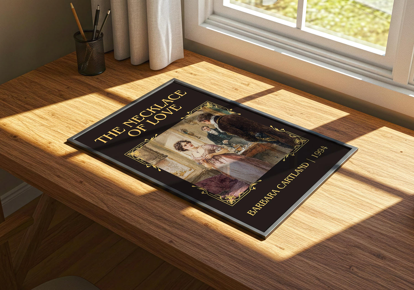 The Necklace Of Love by Barbara Cartland Descriptive, High Quality Poster Print.Free Delivery Wall Art. Author&Blurb Book Nook Library