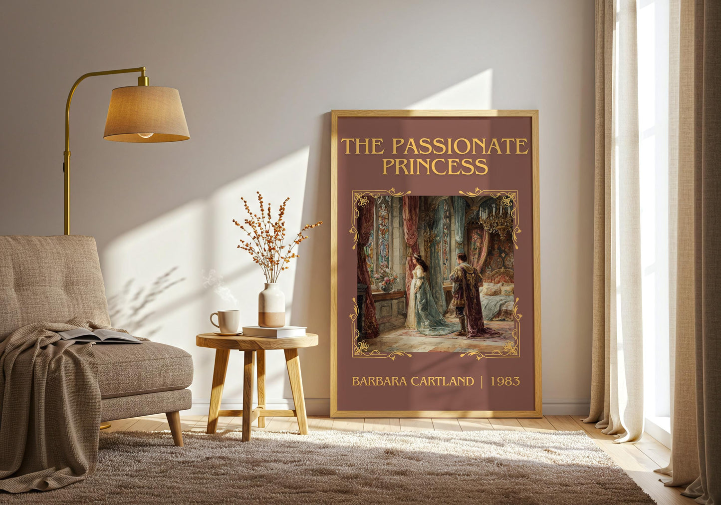 The Passionate Princess by Barbara Cartland Descriptive, High Quality Poster Print.Free Delivery Wall Art. Author&Blurb Book Nook Library