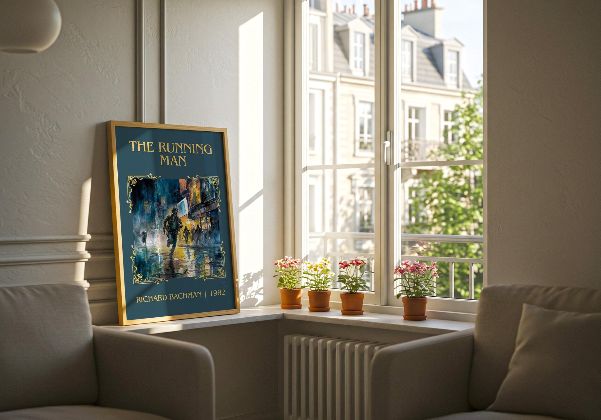 The Running Man by Barbara Cartland Descriptive, High Quality Poster Print.Free Delivery Wall Art. Author&Blurb Book Nook Library Gift