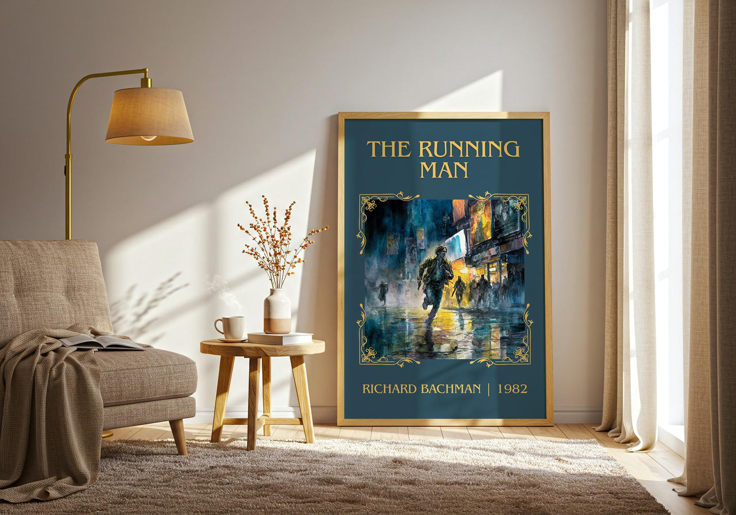 The Running Man by Barbara Cartland Descriptive, High Quality Poster Print.Free Delivery Wall Art. Author&Blurb Book Nook Library Gift