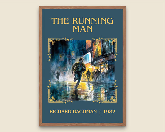 The Running Man by Barbara Cartland Descriptive, High Quality Poster Print.Free Delivery Wall Art. Author&Blurb Book Nook Library Gift