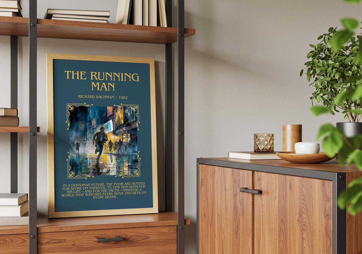 The Running Man by Barbara Cartland Descriptive, High Quality Poster Print.Free Delivery Wall Art. Author&Blurb Book Nook Library Gift