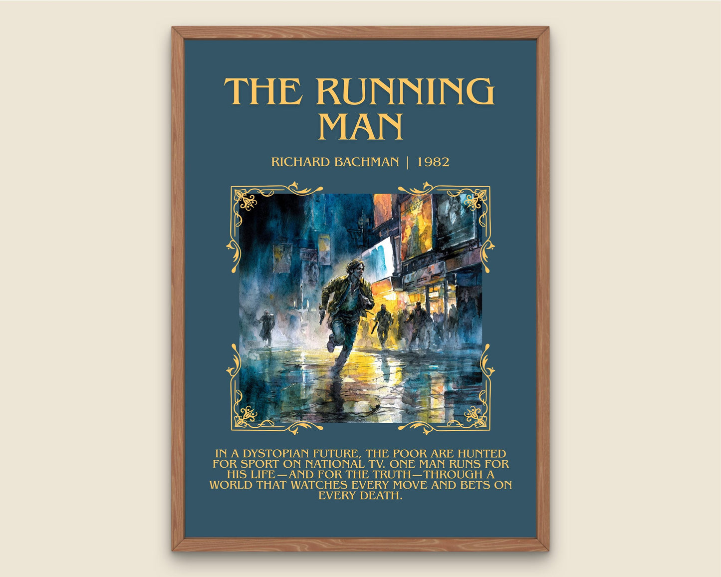 The Running Man by Barbara Cartland Descriptive, High Quality Poster Print.Free Delivery Wall Art. Author&Blurb Book Nook Library Gift