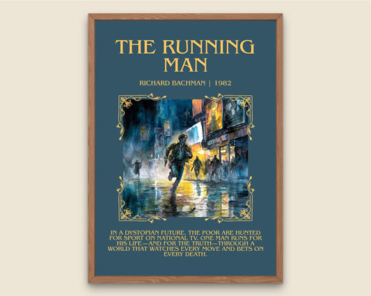 The Running Man by Barbara Cartland Descriptive, High Quality Poster Print.Free Delivery Wall Art. Author&Blurb Book Nook Library Gift