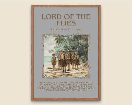 Lord Of The Flies by William Golding Descriptive, High Quality Poster Print.Free Delivery Wall Art. Author&Blurb Book Nook Library Gift