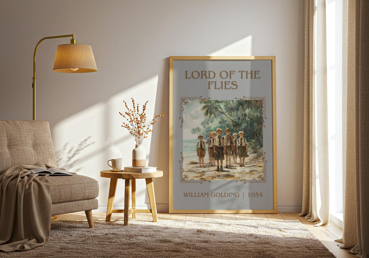 Lord Of The Flies by William Golding Descriptive, High Quality Poster Print.Free Delivery Wall Art. Author&Blurb Book Nook Library Gift
