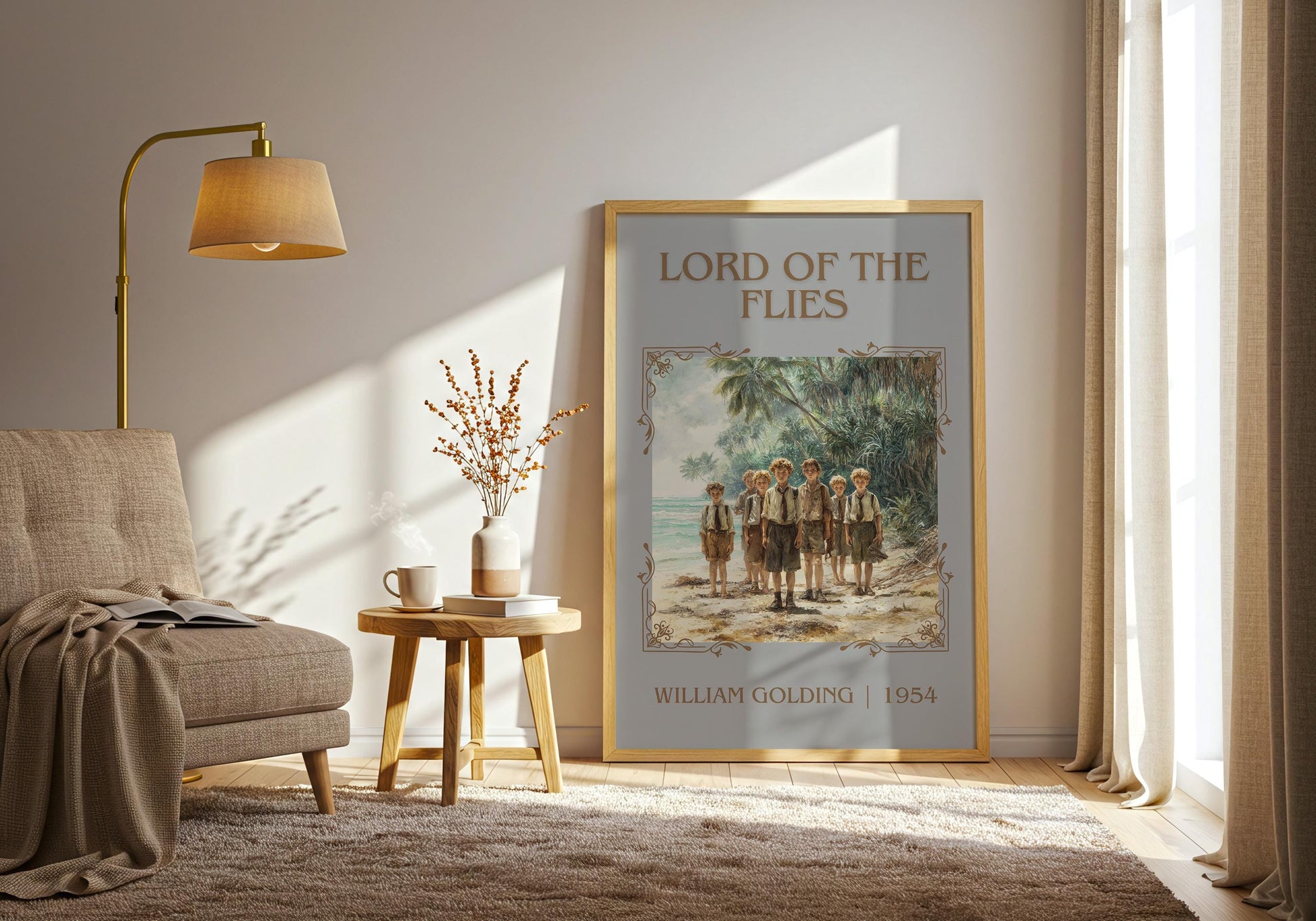 Lord Of The Flies by William Golding Descriptive, High Quality Poster Print.Free Delivery Wall Art. Author&Blurb Book Nook Library Gift