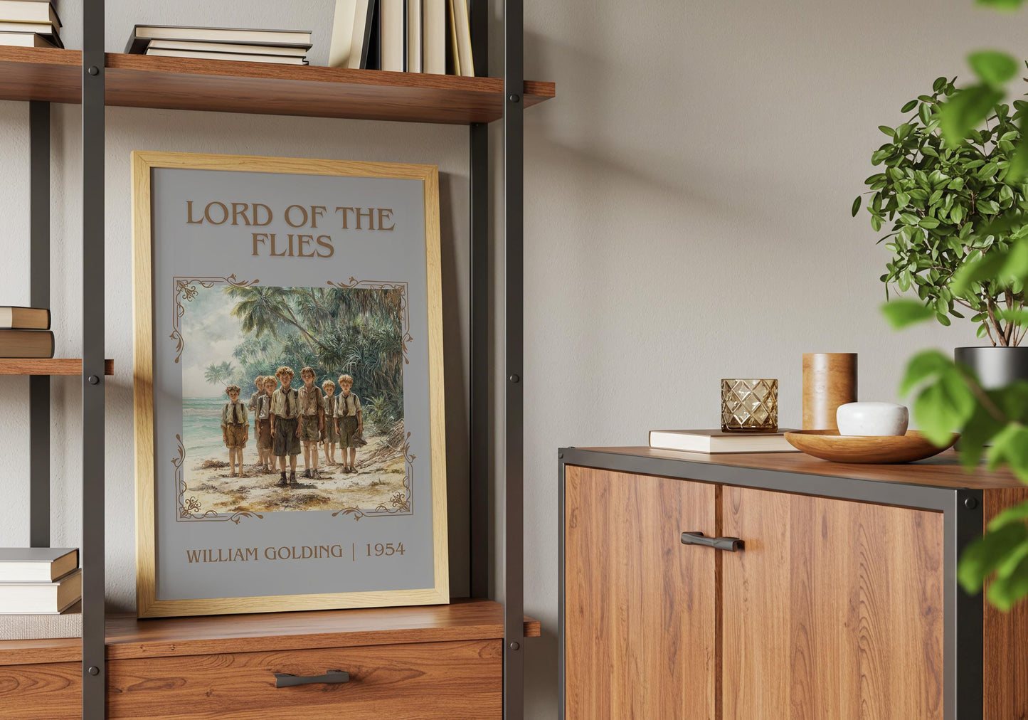 Lord Of The Flies by William Golding Descriptive, High Quality Poster Print.Free Delivery Wall Art. Author&Blurb Book Nook Library Gift