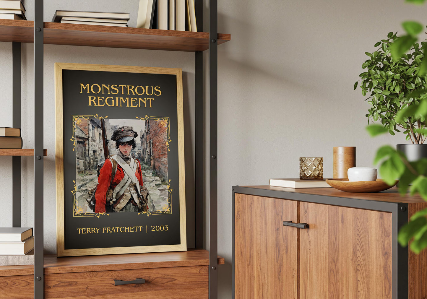Monstrous Regiment by Terry Pratchett Descriptive, High Quality Poster Print.Free Delivery Wall Art. Author&Blurb Book Nook Library Gift