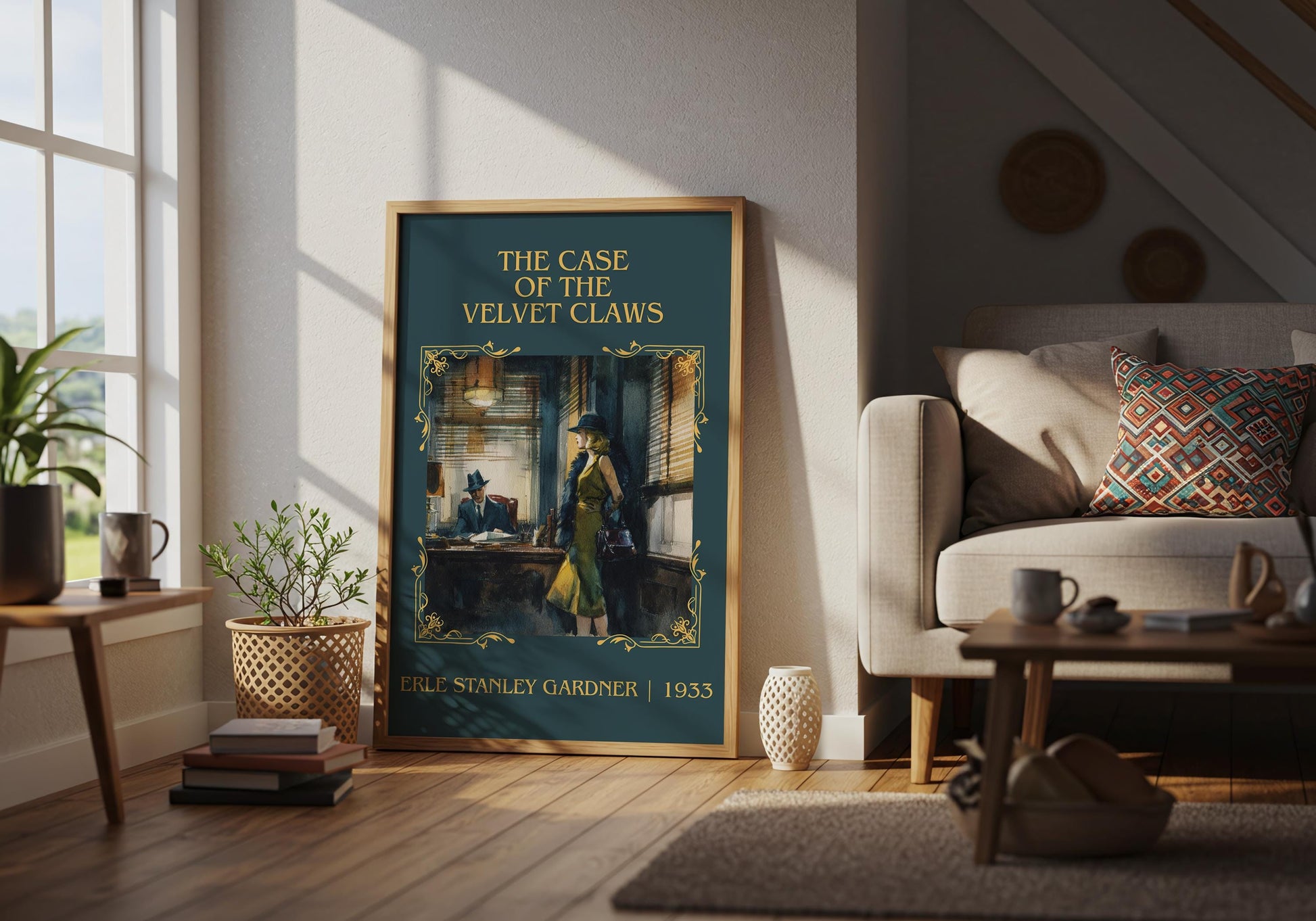 The Case Of The Velvet Claws by Erle Stanley Gardner Descriptive Poster Print.Free Delivery Wall Art Author&Blurb Book Artwork Novel