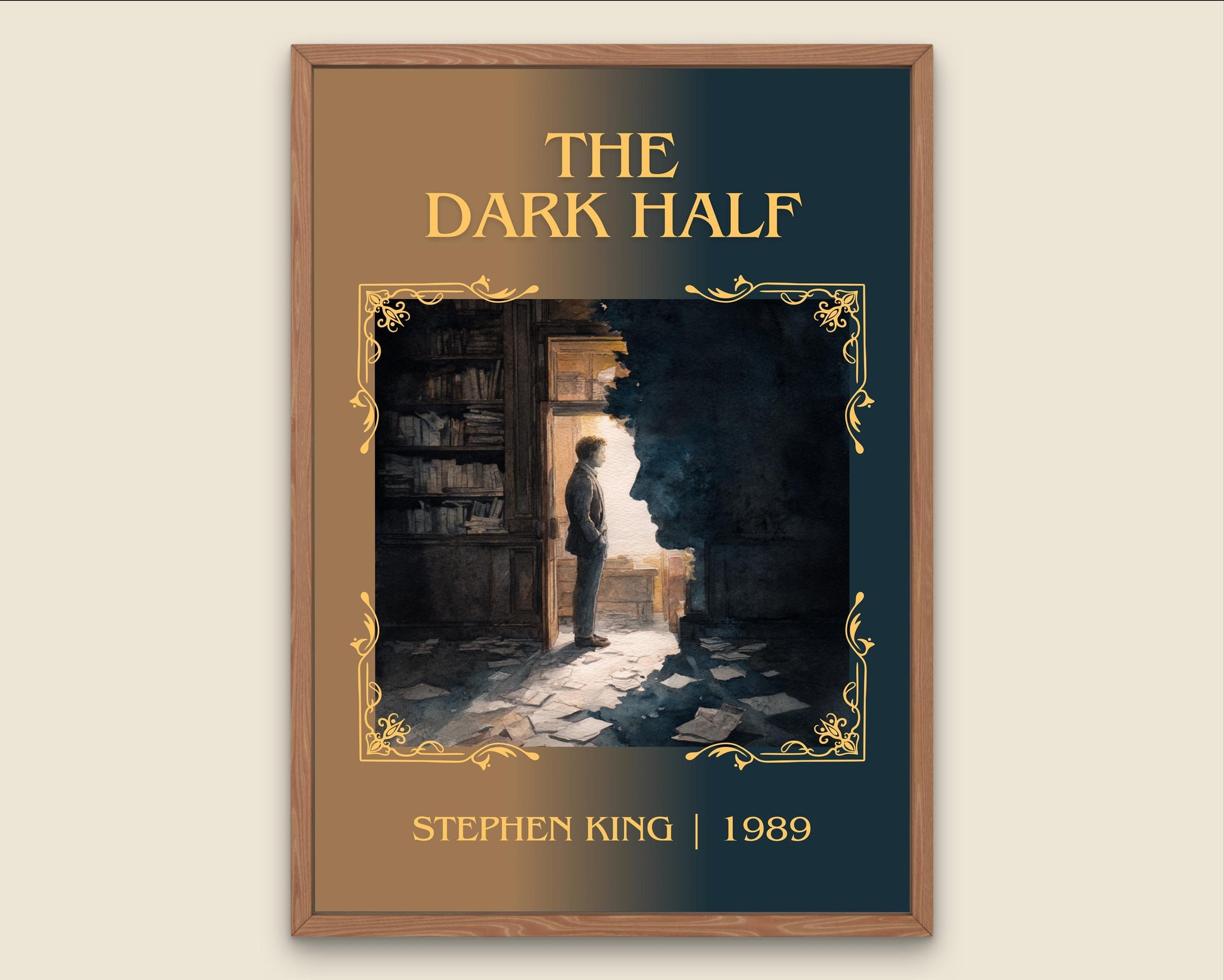 The Dark Half by Stephen King Descriptive Poster Print.Free Delivery Wall Art Author&Blurb Book Artwork Novel Wall Poster
