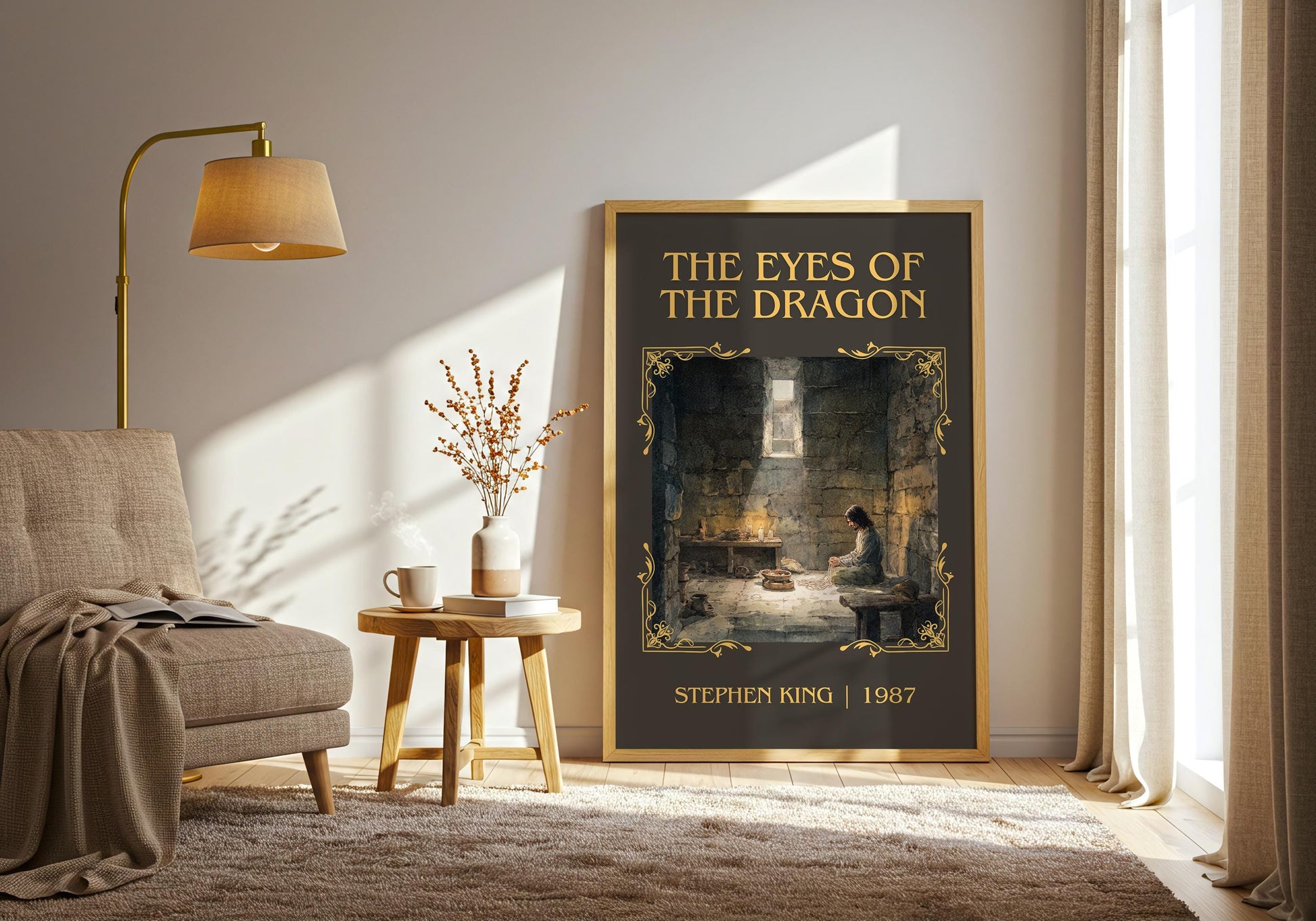 The Eyes Of The Dragon by Stephen King Descriptive Poster Print.Free Delivery Wall Art Author&Blurb Book Artwork Novel Poster Minimalist