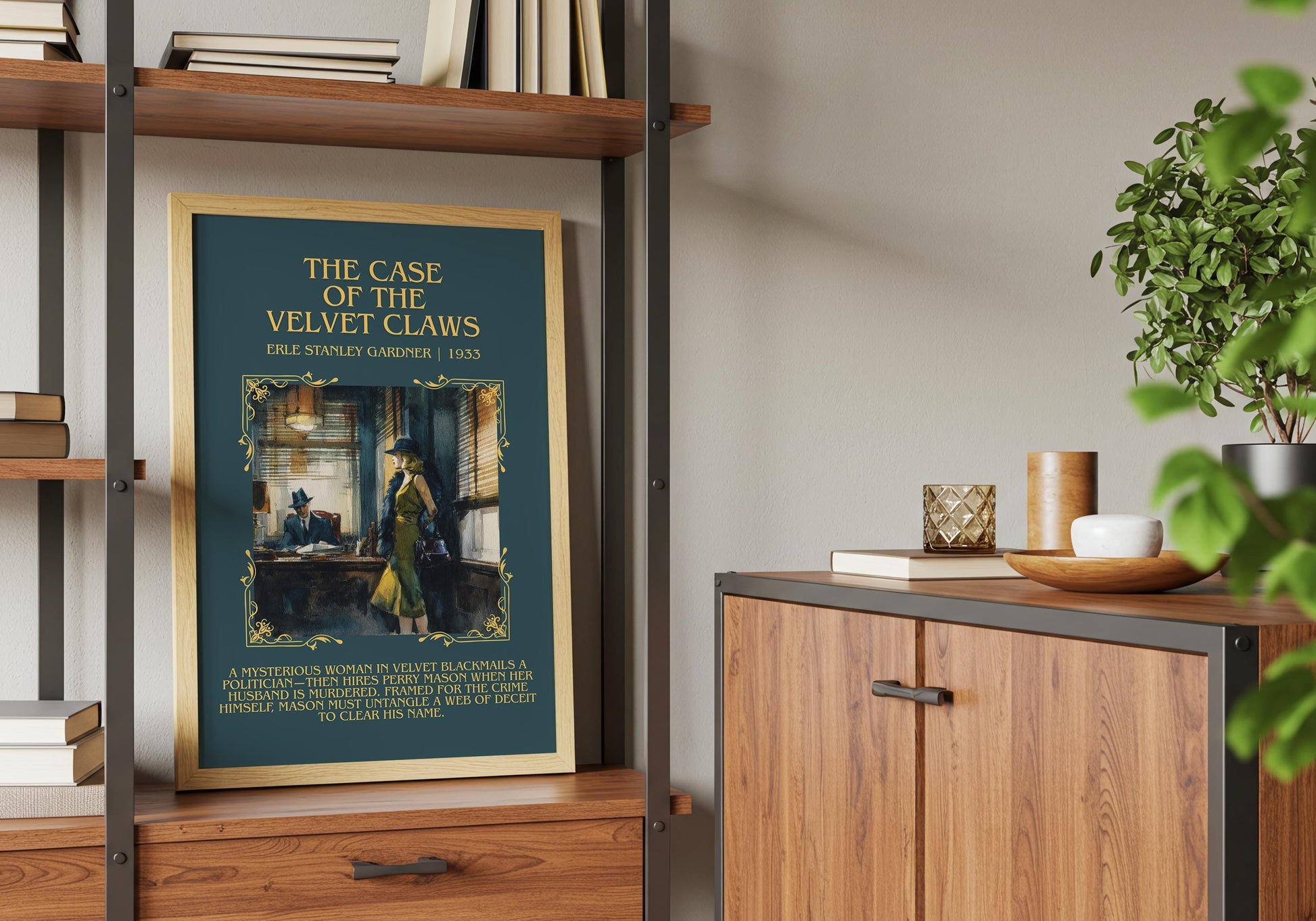 The Case Of The Velvet Claws by Erle Stanley Gardner Descriptive Poster Print.Free Delivery Wall Art Author&Blurb Book Artwork Novel