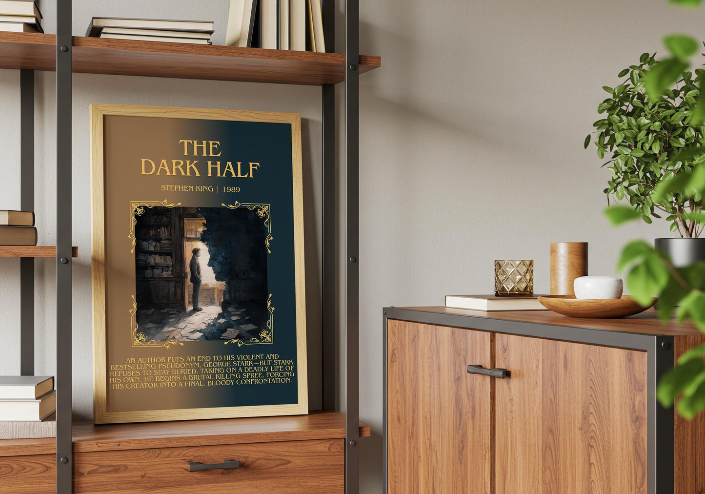 The Dark Half by Stephen King Descriptive Poster Print.Free Delivery Wall Art Author&Blurb Book Artwork Novel Wall Poster