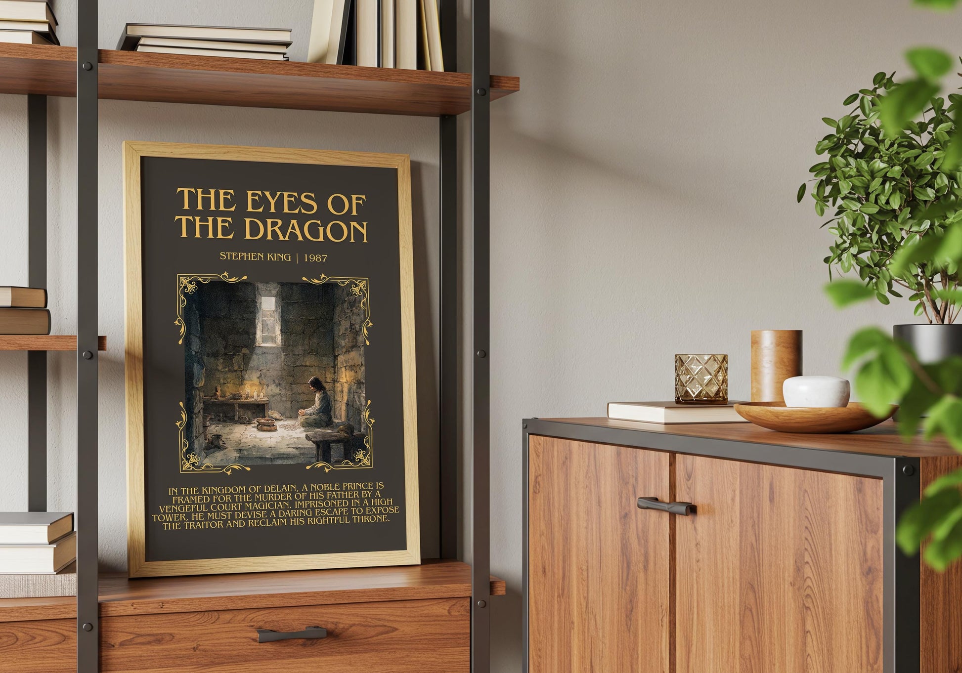The Eyes Of The Dragon by Stephen King Descriptive Poster Print.Free Delivery Wall Art Author&Blurb Book Artwork Novel Poster Minimalist