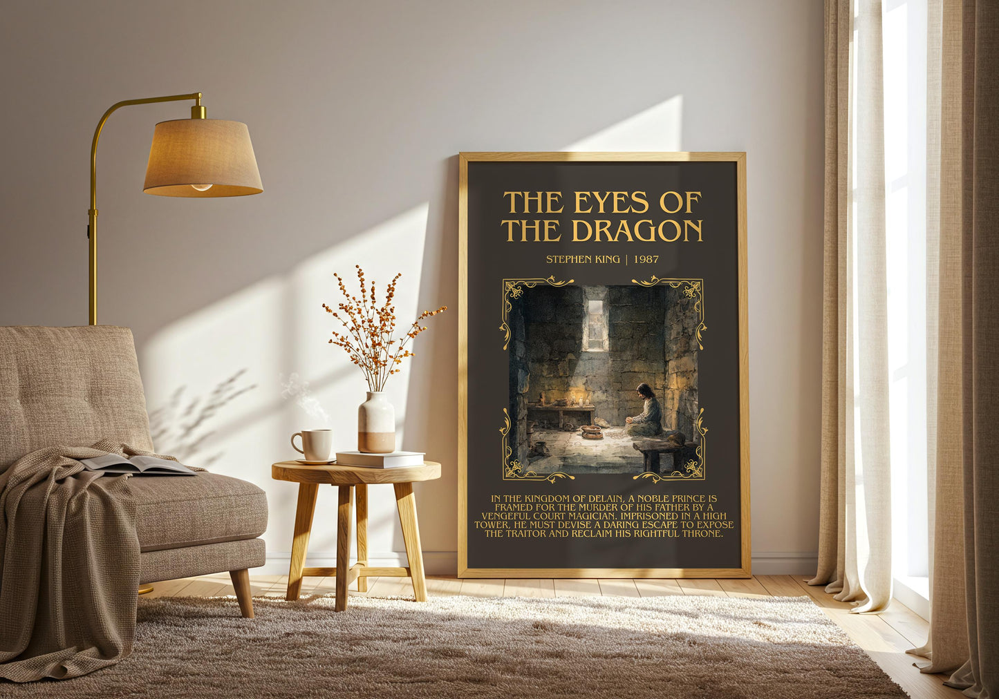 The Eyes Of The Dragon by Stephen King Descriptive Poster Print.Free Delivery Wall Art Author&Blurb Book Artwork Novel Poster Minimalist